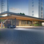 Pórtico de entrada com guarita de segurança com vidro balístico